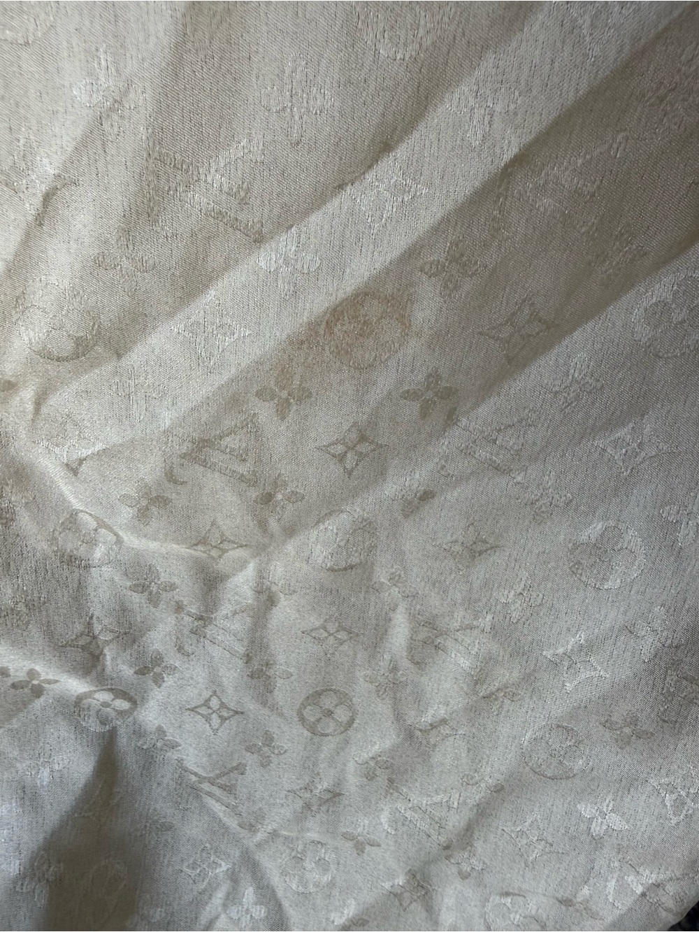 Louis Vuitton Vintage Monogram 100% Silk Scarf Wrap Ivory Cream - Picture 5 of 11